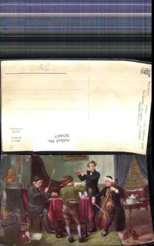 303407,Künstler Ak Friedrich Hiddemann Das Quartett Flöte Geige Cello Theater Musik