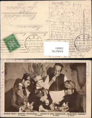 336051,Berthold Refschs Münchner Meistersänger Quartett Biedermeier Studenten Theater Musik