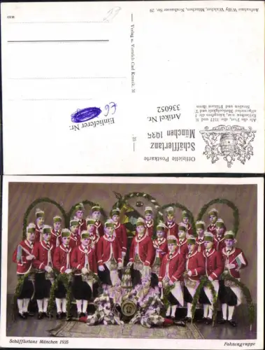 336052,Offizielle Postkarte Schäfflertanz München 1935 Fahnengruppe Theater Musik