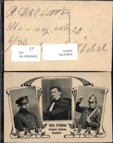 336055,Otto Fröde Original sächs. Komiker Theater Portrait m. 3 Kostümen