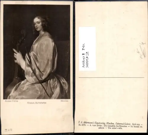 349992,Künstler Ak A. van Dyck Maria Ruthwen Frau m. Cello Theater Musik pub F. A. Ackermann 214/2179
