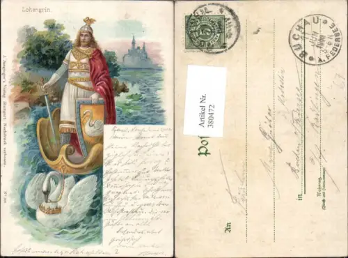 380472,Litho Lohengrin Schwan Boot Rüstung Theater Musik