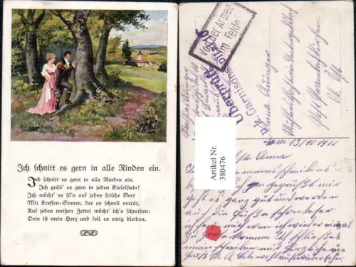 380476,Künstler Ak Ad. Hoffmann Ich schnitt es gern i. alle Rinden Paar Text Theater Musik
