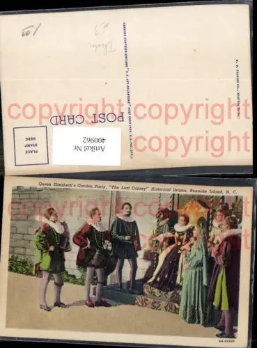 400962,Queen Elizabeths Garden Party The Lost Colony Historical Roanoke Island N. C. Theaterszene