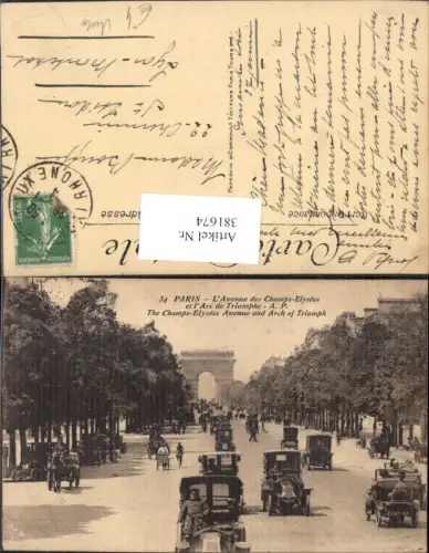 381674,Auto Verkehr Kutschen Paris L Avenue des Champs-Elysees et l Arc de Triomphe