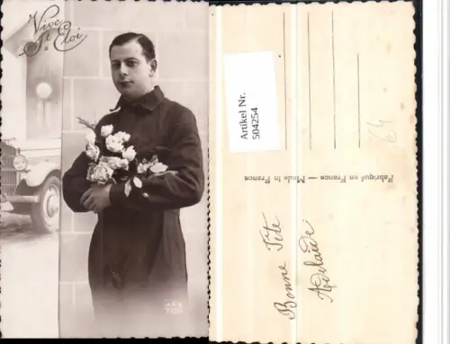 504254,Vive St Eloi Mann m. Blumen Rosen Auto