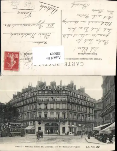 550609,Oldtimer Autobus Bus Paris Grand Hotel du Louvre