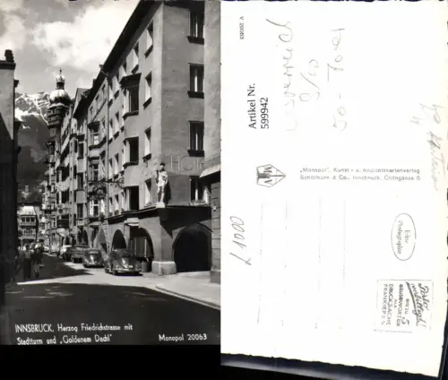 599942,Foto Ak Auto PKW VW Käfer Innsbruck Herzog Friedrichstraße m. Goldenen Dachl