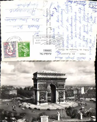 599981,Foto Ak Auto PKW Automobil Paris L Arc de Triomphe de l Etoile Kreisverkehr