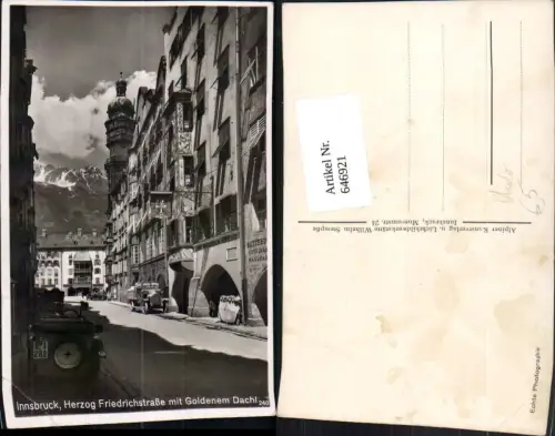 646921,Foto Ak Innsbruck Herzog Friedrichstraße m. Goldenem Dachl Auto Lastwagen Automobil