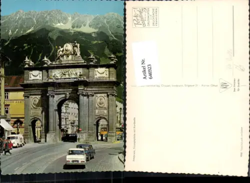 646923,Innsbruck Triumphpforte m. Nordkette Auto VW Bully Bus