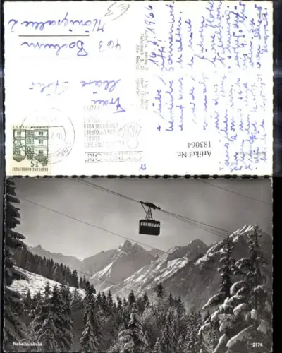 183064,Seilbahn Nebelhornbahn Gondel über Winterwald