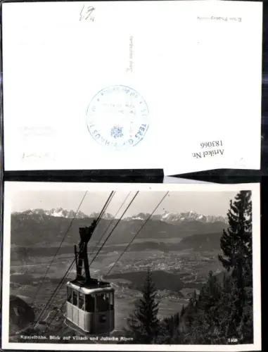 183066,Foto Ak Kanzelbahn Blick v. Villach u. Julische Alpen Gondel Seilbahn
