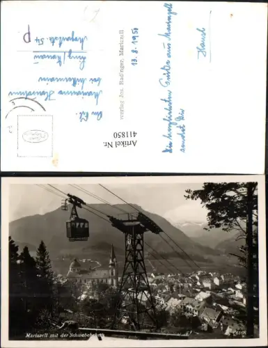 411850,Foto Ak Mariazell m. Schwebebahn Seilbahn Gondel 2 Turmstütze 1