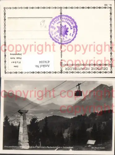 474104,Seilbahn Kreuzeckbahn Gondel Blick a. Garmisch-Partenkirchen u. Loisachtal