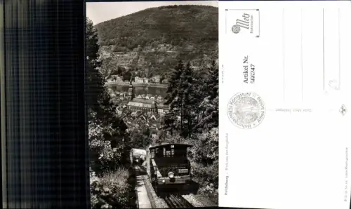 566247,Foto Ak Zahnradbahn Heidelberg Blick v. d. Bergbahn