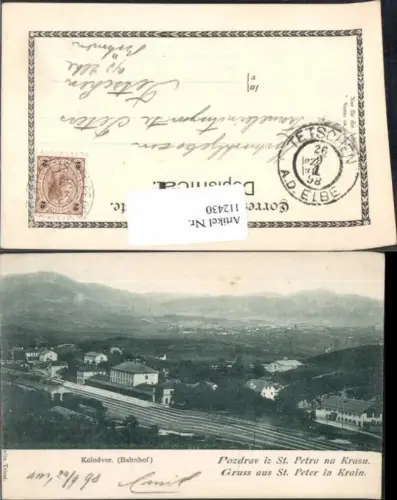 112430,Gruss aus St Peter in Krain Oberkrain Kolodvor Bahnhof 1898