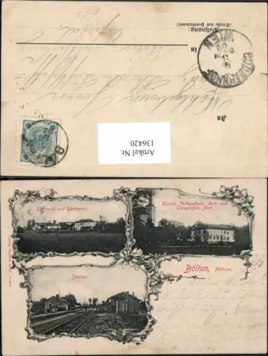 136420,Bölten Mähren Belotin bei Hranice Prerov Olmütz Bahnhof Statino Gärtnerei 1900