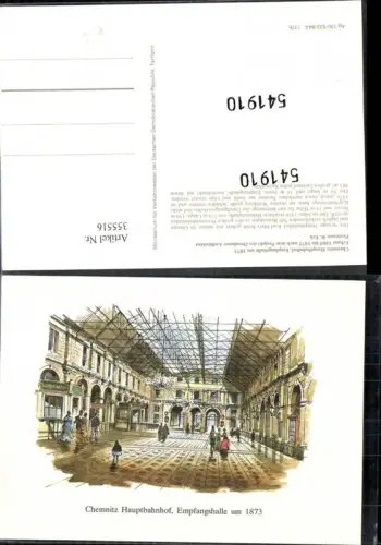 355516,Künstler Ak Bahnhof Chemnitz Hauptbahnhof Empfangshalle um 1873