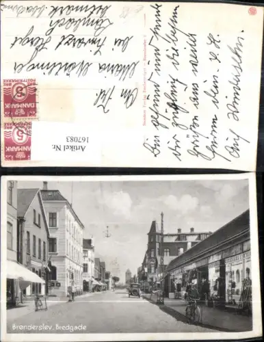 167083,Bronderslev Bredgade Strassenansicht Automobil Fahrrad