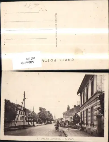 167199,Delme Lorraine La Poste Strassenansicht Junge Fahrrad
