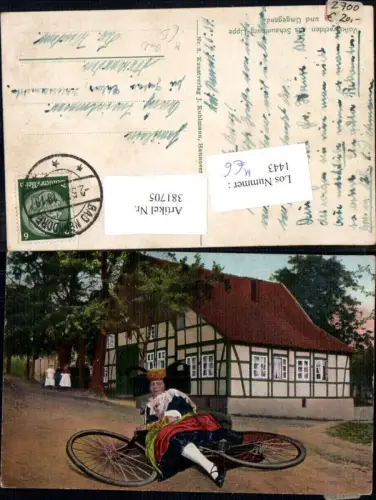 381705,Fahrrad Rad Volkstrachten Frau i. Schaumburg Lippe Tracht Volkstracht