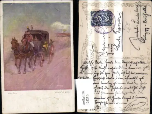 124216,Künstler Ak Alex. Pock Alte Zeit Kutsche Postkutsche i. Fahrt