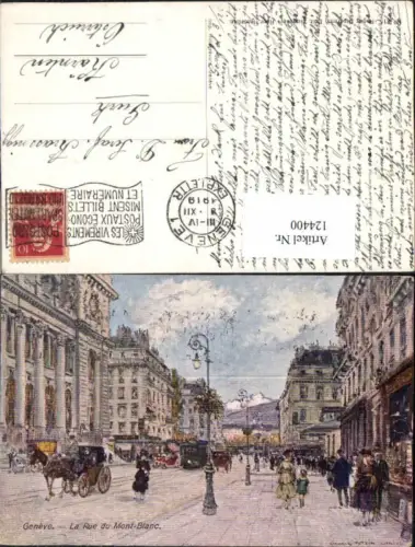 124400,Genf Geneve La rue du Mont Blanc Kutsche Leute