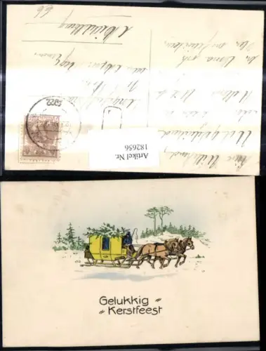 182656,Künstler Ak Kutsche Pferdeschlitten Kutsche m. Kufen Gelukkig Kerstfeest
