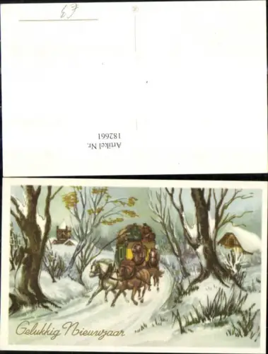 182661,Künstler Ak Kutsche i. Winterwald Goldverzierung Gelukkig Nieuwjaar Neujahr
