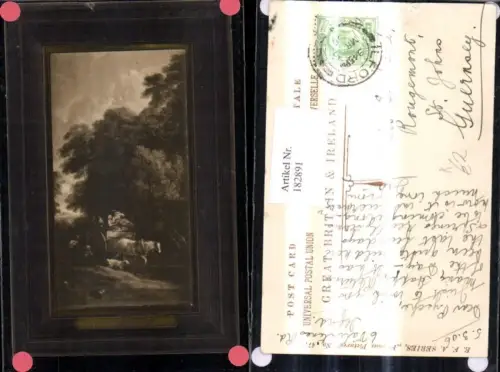 182891,Künstler Ak Kutsche Hund Passepartout