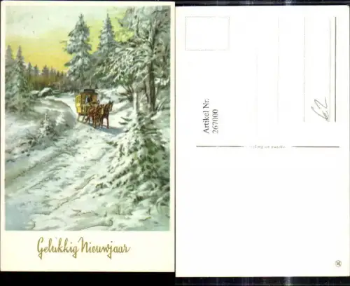 267000,Künstler Ak Kutsche Pferdeschlitten Winterlandschaft Neujahr