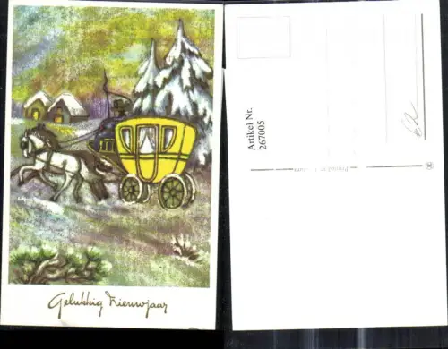 267005,Künstler Ak Kutsche Winterlandschaft Neujahr