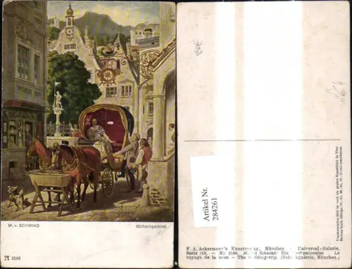 284261,Künstler Ak M. v. Schwind Die Hochzeitsreise Kutsche pub F. A. Ackermann 213/2166
