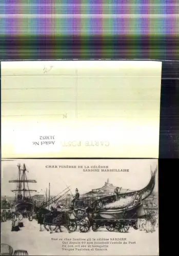 313052,Künstler Ak Kutsche m. Sardine Fisch Schiff Hafen Sardine Marseillaise