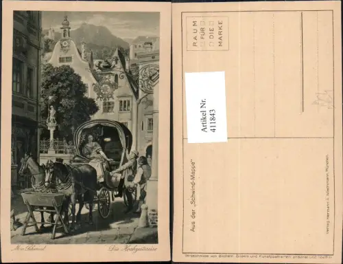 411843,Künstler Ak M. v. Schwind Die Hochzeitsreise Kutsche