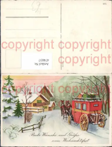 474037,Künstler Ak Kutsche Winterlandschaft Weihnachten