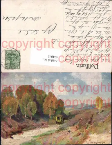 474042,Künstler Ak Meinzolt Postkutsche Kutsche Landschaft