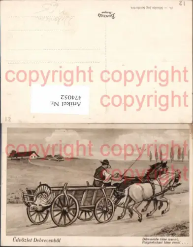 474052,Künstler Ak Kutsche m. Truthahn Debrecenböl Debrecen
