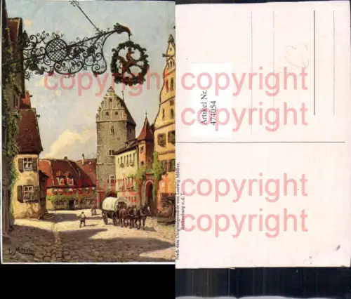 474054,Künstler Ak L. Mössler Rothenburg o. d. Tauber Kutsche Pferdegespann