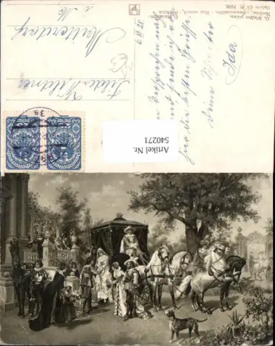 540271,Künstler Ak O. Walter Neuvermählte Hochzeit Kutsche