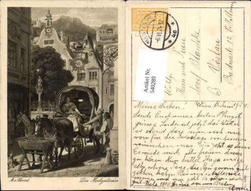 540289,Künstler Ak M. v. Schwind Die Hochzeitsreise Kutsche