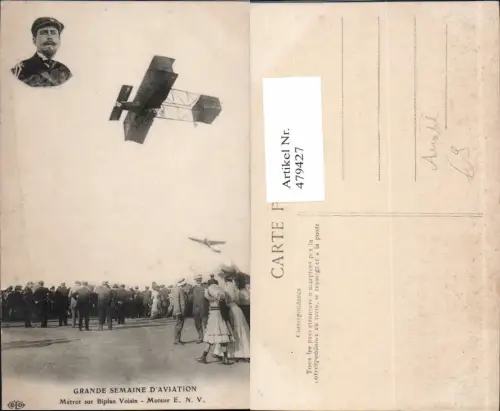 479427,Grande Semaine d Aviation Metrot sur Biplan Voisin Segelflugzeug Aviatik