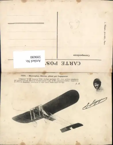 599690,Segelflugzeug Flugzeug Monoplan Bleriot pilote par Legagneux