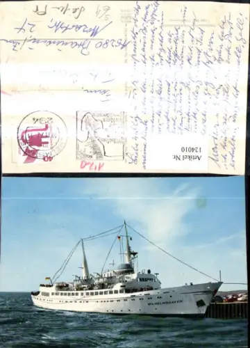 124010,Hochseeschiff Schiff Wilhelmshaven Stempel Wilhelmshaven hat d. Meer ins Herz geschlossen