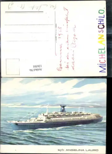 126501,Künstler Ak Hochseeschiffe Schiff M/n Angelina Lauro