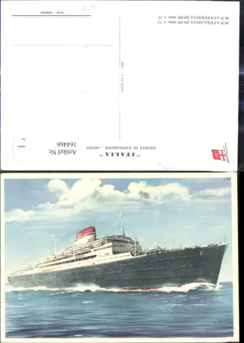 164466,Künstler Ak Hochseeschiff Schiff Dampfer M/N Saturnia Vulcania