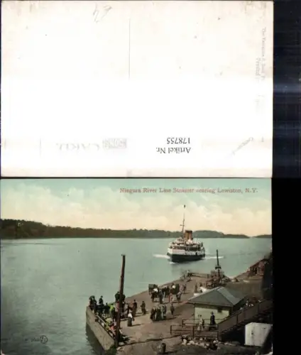 178755,Binnenschiff Schiff Niagara River Line Steamer nearing Lewiston N. Y. Dampfer
