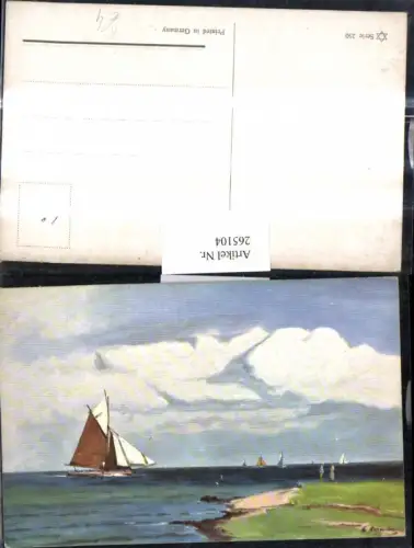 265104,Künstler Ak Segelschiff Schiff Paar a. Ufer stehend