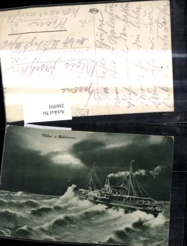 266991,Künstler Ak Schiff Hochseeschiff Dampfer Vihar a Balatonon i. Sturm